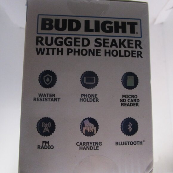 Bud Light Waterproof Rugged Bluetooth Phone Holder Speaker NIB READ - Picture 6 of 9